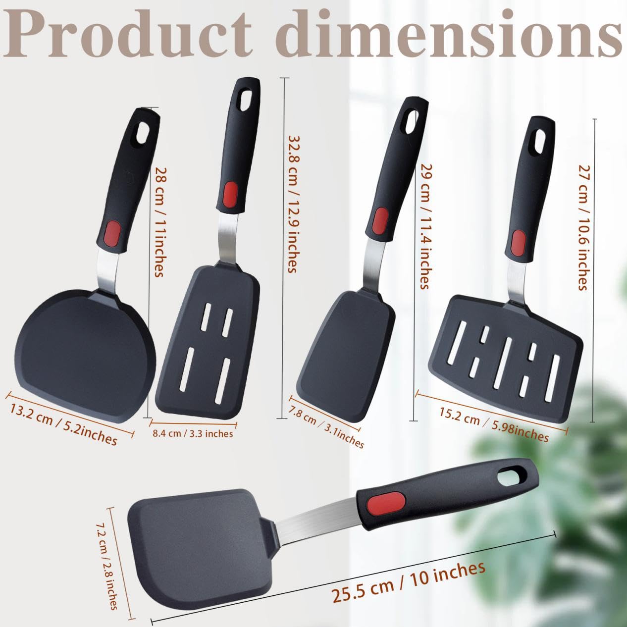 KAKAMINA 5-Pack Silicone Spatula Turner Set, Nonstick Safe